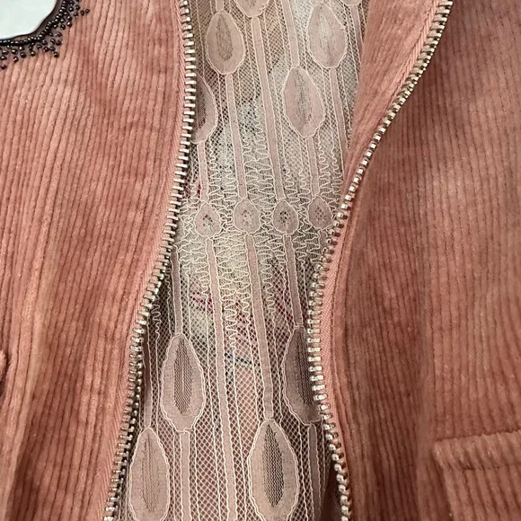 Corduroy Bomber Jacket in Pink and Gray - Picture 4 of 7